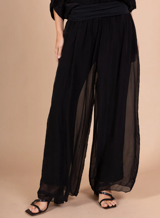 Silkkiviskoosi -housut Eden (pitkä lahje)