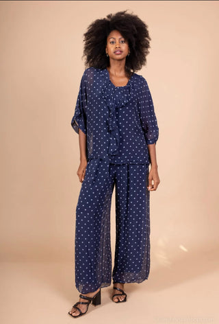 Silkkiviskoosi -housut Polka Dot